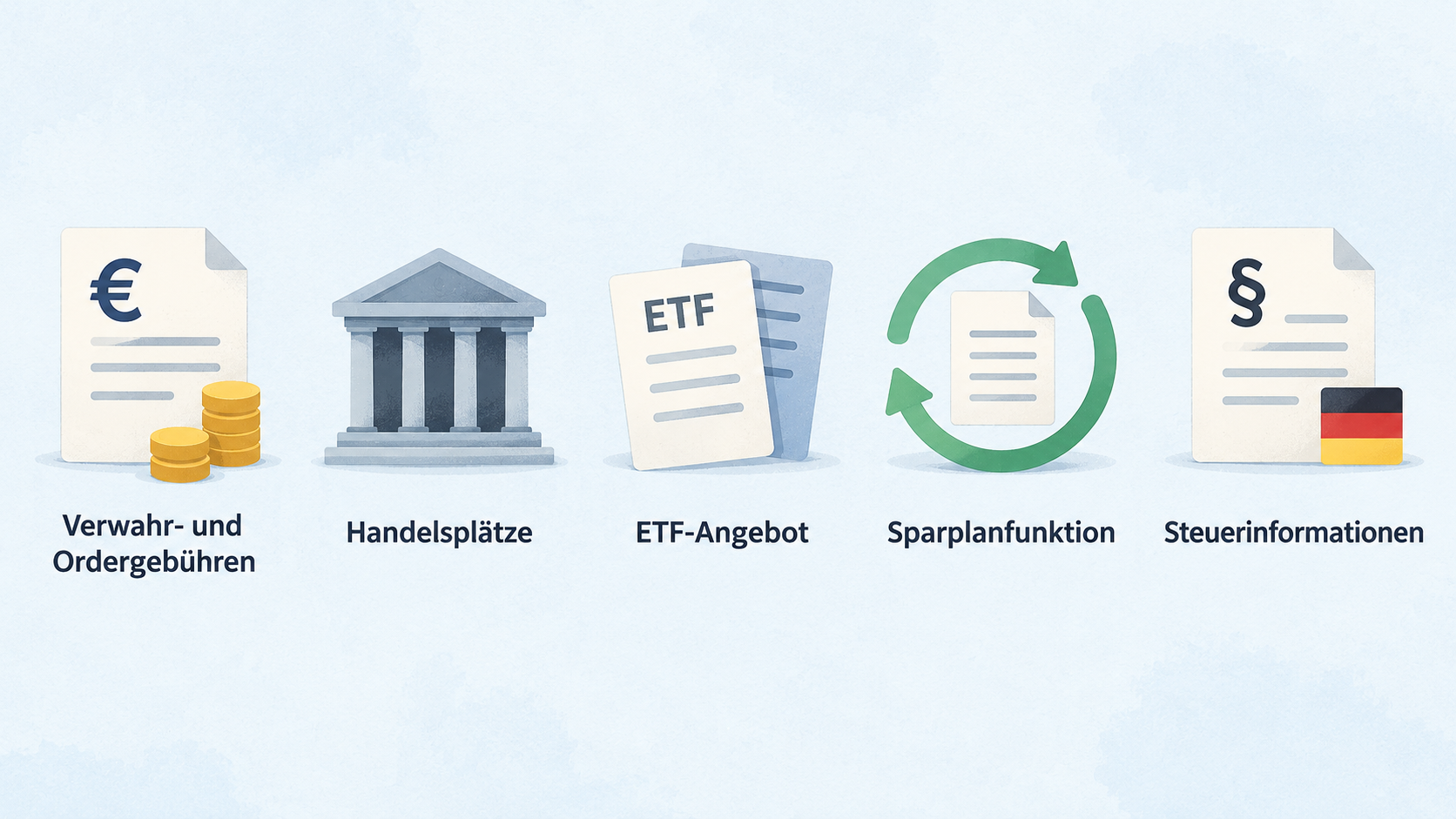 Eine nummerierte Checkliste zeigt die drei im Abschnitt genannten Schritte: eigenes Nutzungsprofil festlegen, zwei bis vier passende Kandidaten auswählen und aktuelle Konditionen unmittelbar vor der Eröffnung nachlesen.