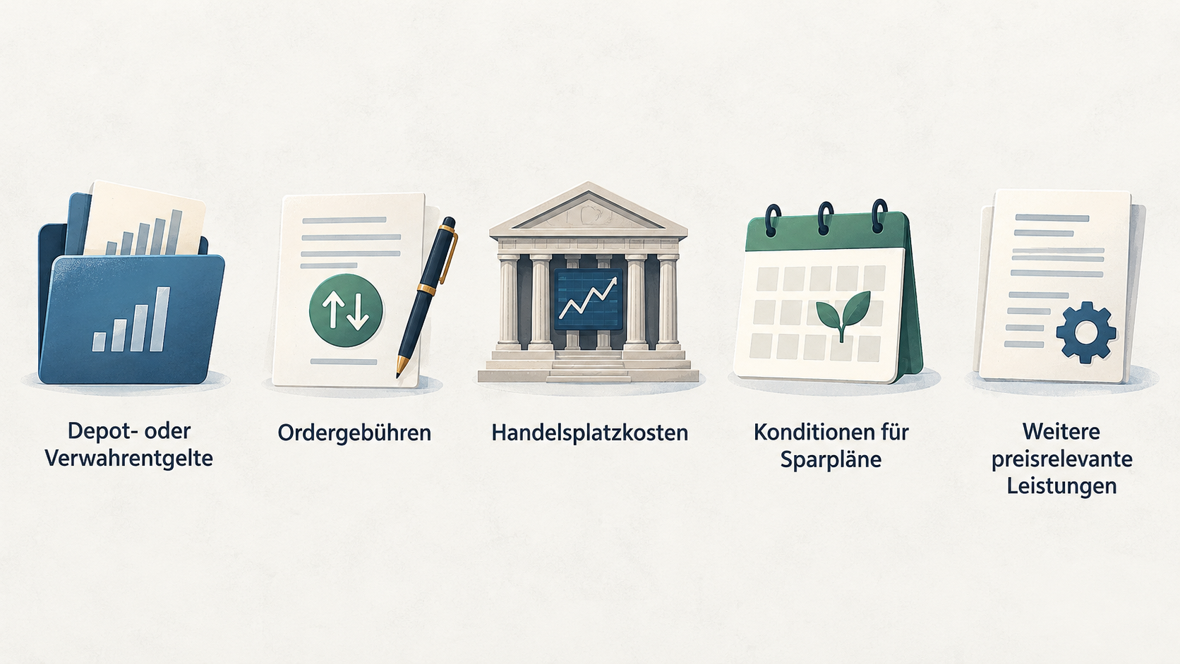 A numbered three-step checklist: create a usage scenario, read the applicable current prices, and check current documents before opening the account.
